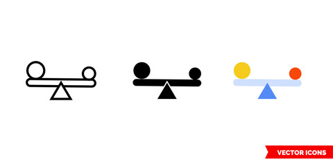 Equilibrium icon of 3 types color, black and white, outline. Isolated vector sign symbol.