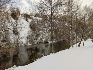 Great snowfall in Espinosa de los Monteros. A monumental and historic city that is covered in snow every year. 