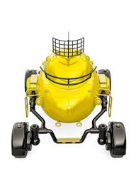lunar roving vehicle on white background rear drone view