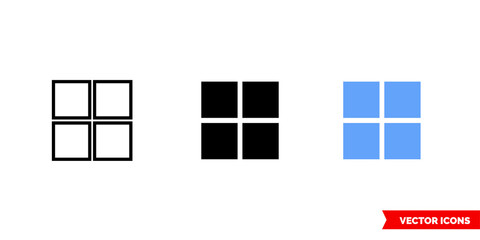 Grid icon of 3 types color, black and white, outline. Isolated vector sign symbol.