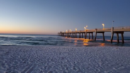 Dawn on the Beach with Outstretched Pier