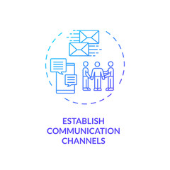 Establishing communication channels concept icon. Staff reboarding tip idea thin line illustration. Workers engagement and productivity. Internet and emails. Vector isolated outline RGB color drawing