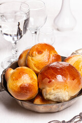 Homemade fresh wheat flour pastries on the kitchen table