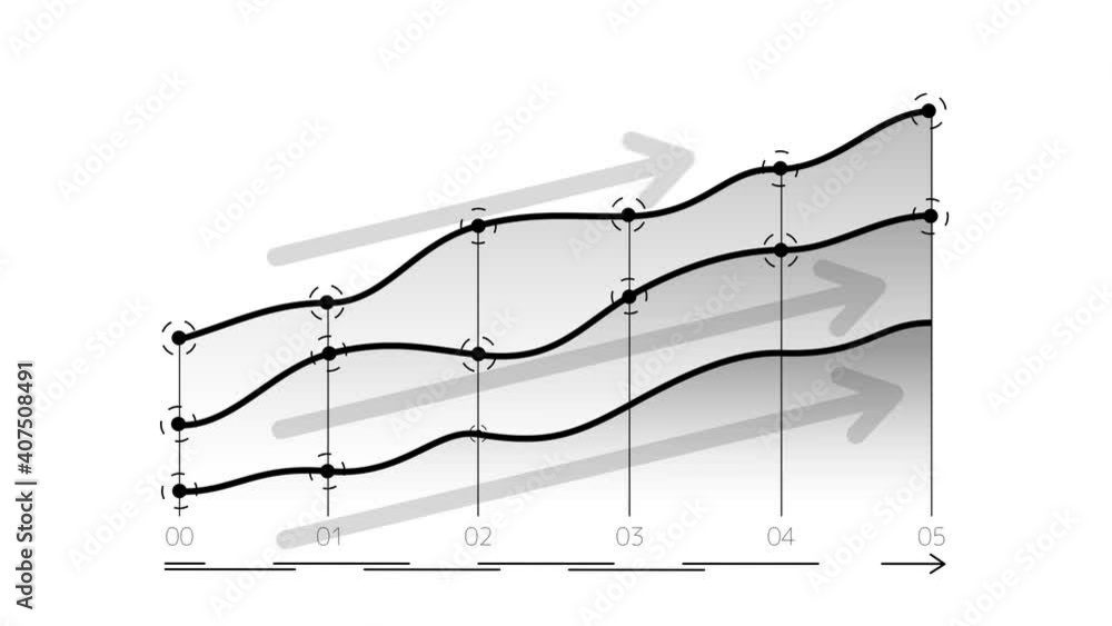 Poster Animated growth graph with arrows on the alpha channel.