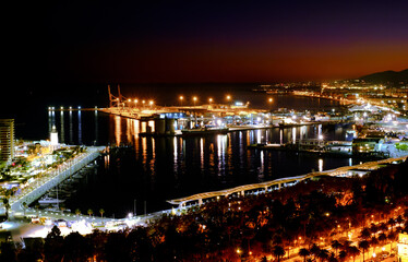 Malaga city at night, Spain