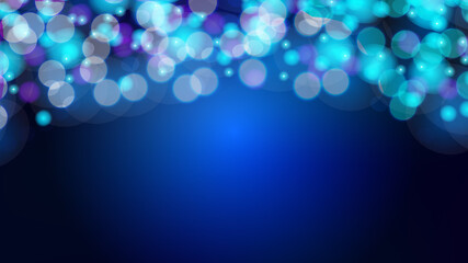 Beautiful abstract blue glowing shiny color texture blurred with bokeh effect from circles and lines, geometric shapes and copy space. The background. Vector illustration