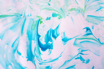 Marbled Paper Texture Background with Blue and Green Swirled Paint