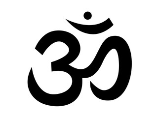 Sound ohm. Main black symbol of sacred mantra pure sound yoga and spirituality religious hinduism with vector buddhism.