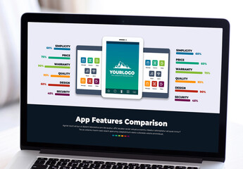 App Features Comparison Infographic with Tablet Mobile Device