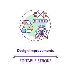 Design improvements concept icon.Cost reduction strategy idea thin line illustration. Value chain components. Business process optimization. Vector isolated outline RGB color drawing. Editable stroke