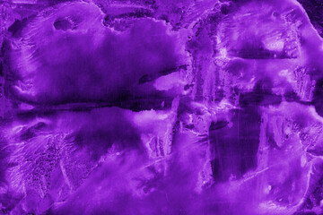 Violet ink and watercolor texture on white paper background. Paint leaks and decalcomania effects. Hand-painted gouache abstract image. Mess on the canvas.