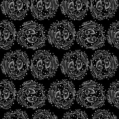 A seamless pattern with floral elements for apparel, stationery, textiles, fabric, wrapping paper. A flat  illustration.