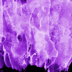 Violet ink and watercolor texture on white paper background. Paint leaks and decalcomania effects....