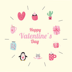 bundle of ten valentines day set icons and lettering