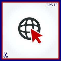 Go To Web .Globe and  cursor.Vector icon.