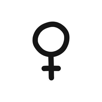 female symbol doodle icon, vector line illustration