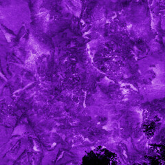 Violet ink and watercolor texture on white paper background. Paint leaks and decalcomania effects. Hand-painted gouache abstract image. Mess on the canvas.