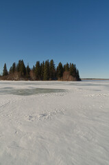 Fototapeta na wymiar Astotin Lake Frozen in Winter