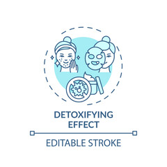 Detoxifying effect concept icon. Face mask idea thin line illustration. Keeping pores clean, tight. Skin rehab. Revealing luminous skin. Vector isolated outline RGB color drawing. Editable stroke