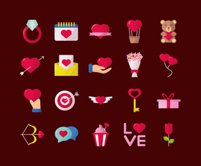 bundle of twenty love set icons