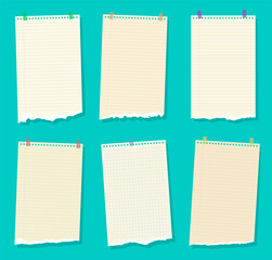 Torn sheets of paper. A set of torn paper and strips of paper on a dark background. Torn paper set vector, layered.Vector illustration.