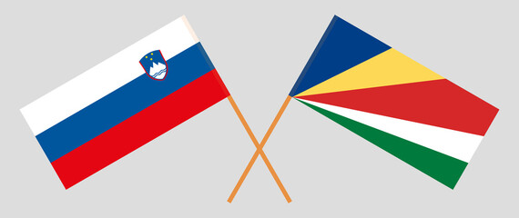 Crossed flags of Slovenia and Seychelles