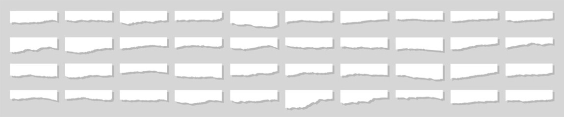 Obraz premium Torn sheets of paper. A set of torn paper and strips of paper on a dark background. Torn paper set vector, layered.Vector illustration.