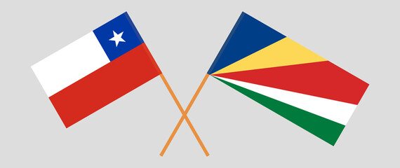 Crossed flags of Chile and Seychelles