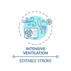 Intensive ventilation concept icon. Air cleaning idea thin line illustration. Post-covid safety. Keeping rooms well ventilated. Vector isolated outline RGB color drawing. Editable stroke