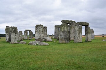 A view of Stonehenge stones, prehistoric monument in Wiltshire, England, Great Britain. 