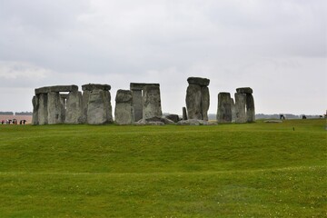 A view of  Stonehenge stones, prehistoric monument in Wiltshire, England, Great Britain.  