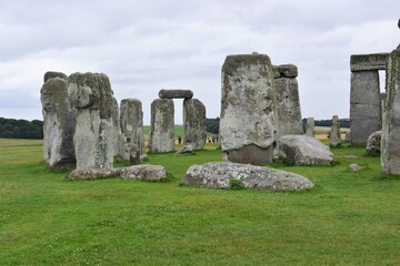 A view of  Stonehenge stones, prehistoric monument in Wiltshire, England, Great Britain.  