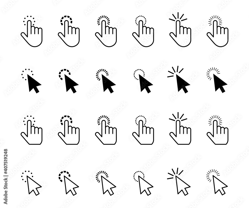 Fototapete cursor and mouse arrow collection. different variations of pointers. vector computer interface icons