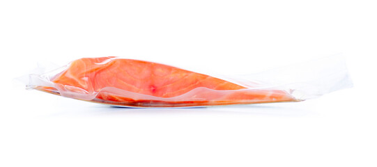 a piece of lightly salted salmon on white background isolation