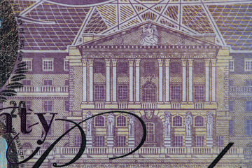 Closeup of 20 Pound sterling banknote