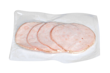 Sliced chicken roll on white background isolation