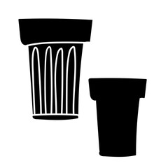 Isolated vector black and white illustration design of silhouettes of water glass