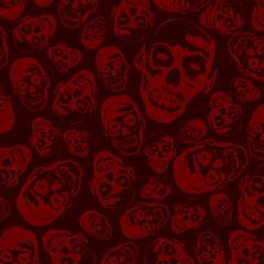 Fototapeta na wymiar red zombies faces pattern.