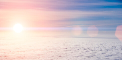 Sky and clouds background from the airplane window.