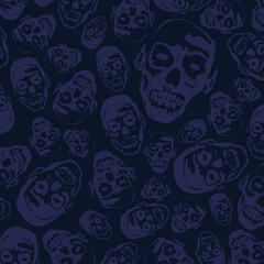  blue zombies faces pattern.