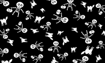  skulls and cats background.