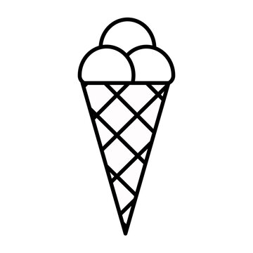 Outline ice cream isolated on white background. Coloring page.