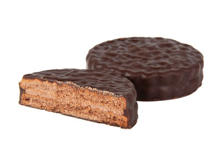 Chocolate sandwich cookies isolated on the white