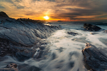 Sunset at Bidart's beach next to Biarritz, Basque Country.