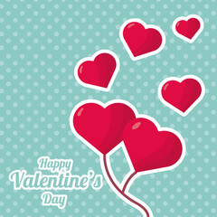 hearts love balloons helium valentines day in dotted background