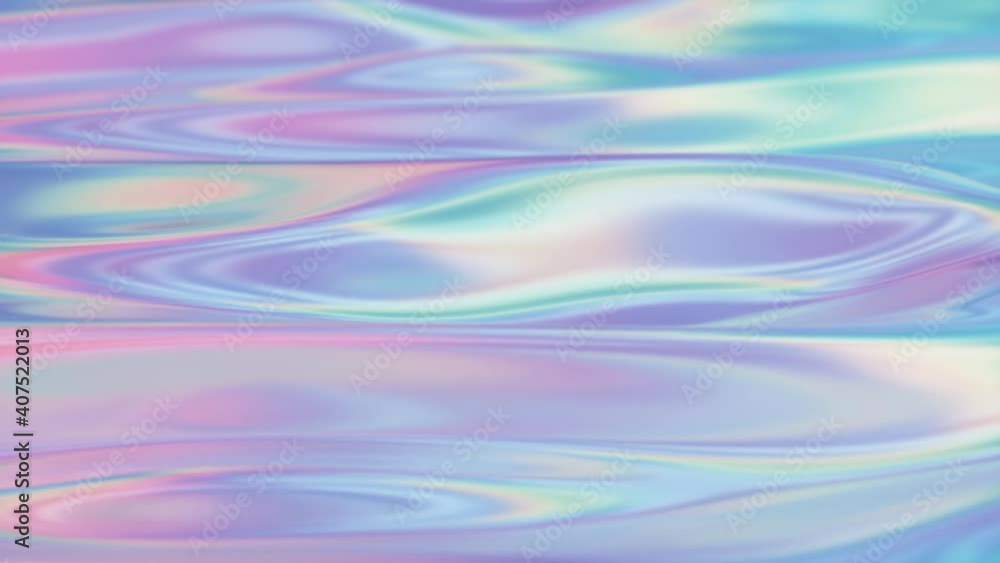 Poster animated 3d waving fabric texture. liquid holographic background. smooth wave surface of silk fabric
