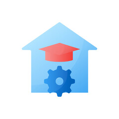 Study at home flat icon. Organization of the learning process. Home education concept. Distant remote teaching and homeschooling. Isolated color vector illustration