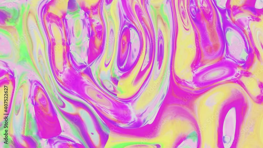 Poster animated 3d waving fabric texture. liquid holographic background. smooth wave surface of silk fabric