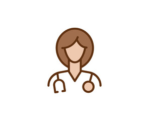 Doctor flat icon. Thin line signs for design logo, visit card, etc. Single high-quality outline symbol for web design or mobile app. Medical outline pictogram.