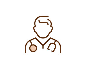 Doctor flat icon. Thin line signs for design logo, visit card, etc. Single high-quality outline symbol for web design or mobile app. Medical outline pictogram.
